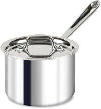 All-Clad D3 3-Ply Stainless Steel Sauce Pan with Lid 2 Quart, Induction, Oven Broiler Safe 600F, Multipurpose, Compatible w/ All Cooktops, For Restaurant or Home Kitchen, Pots & Pans, Cookware, Silver