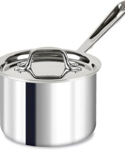 All-Clad D3 3-Ply Stainless Steel Sauce Pan with Lid 2 Quart, Induction, Oven Broiler Safe 600F, Multipurpose, Compatible w/ All Cooktops, For Restaurant or Home Kitchen, Pots & Pans, Cookware, Silver