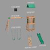 Backyard Discovery Buckley Hill Cedar Wood Swing Set with Wave Slide, Play Deck, Rock Wall Ladder, Belt Swings, Chalkboard, Canopy Roof, Outdoor Playset, Green