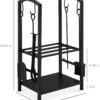 Best Choice Products 5-Piece Indoor Outdoor Wrought Iron Firewood Log Storage Rack Holder Firepit Tools Set for Fireplace, Fire Pit, Stove w/Hook, Broom, Shovel, Tongs - Black