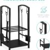 Best Choice Products 5-Piece Indoor Outdoor Wrought Iron Firewood Log Storage Rack Holder Firepit Tools Set for Fireplace, Fire Pit, Stove w/Hook, Broom, Shovel, Tongs - Black