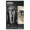 Braun Electric Razor for Men Foil Shaver with Precision Beard Trimmer, Rechargeable, Wet & Dry, Clean & Charge Station and Leather Travel Case, 6 Piece Set