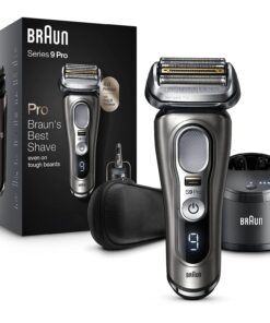 Braun Electric Razor for Men, Series 9 Pro 9465cc Wet & Dry Electric Foil Shaver with ProLift Beard Trimmer, Cleaning & Charging SmartCare Center, Head Shavers for Bald Men, Noble Metal