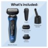 Braun Electric Shaver for Men, Series 6 6177cc, Wet & Dry Shave, Turbo & Gentle Shaving Modes, Foil Shaver, Blue