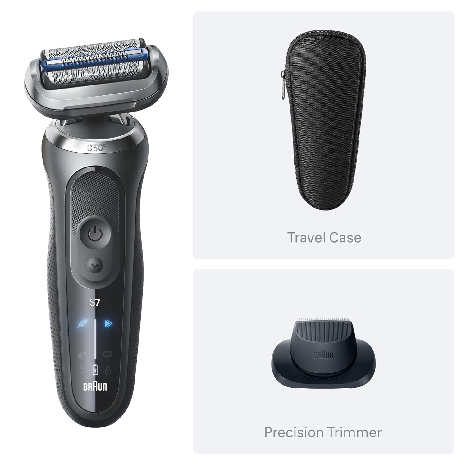 Braun Electric Shaver for Men, Series 7 7171cc, Wet & Dry Shave, Turbo & Gentle Shaving Modes, Waterproof Foil Shaver with Precision Trimmer, Space Grey, Holiday Gifts for Men225 Braun Electric Shaver for Men, Series 7 7171cc, Wet & Dry Shave, Turbo & Gentle Shaving Modes, Waterproof Foil Shaver with Precision Trimmer, Space Grey, Holiday Gifts for Men
