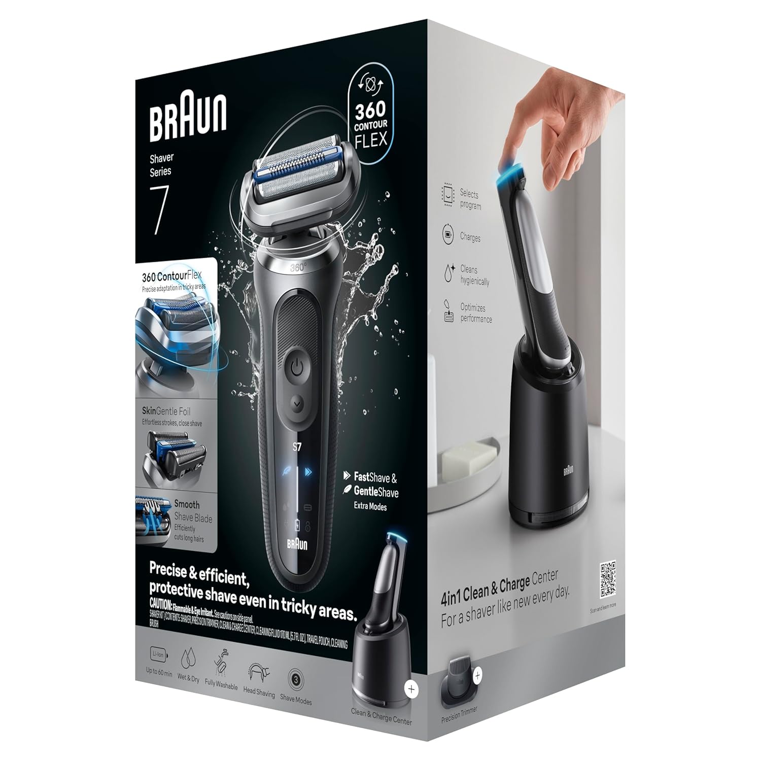 Braun Electric Shaver for Men, Series 7 7171cc, Wet & Dry Shave, Turbo & Gentle Shaving Modes, Waterproof Foil Shaver with Precision Trimmer, Space Grey, Holiday Gifts for Men267 Braun Electric Shaver for Men, Series 7 7171cc, Wet & Dry Shave, Turbo & Gentle Shaving Modes, Waterproof Foil Shaver with Precision Trimmer, Space Grey, Holiday Gifts for Men