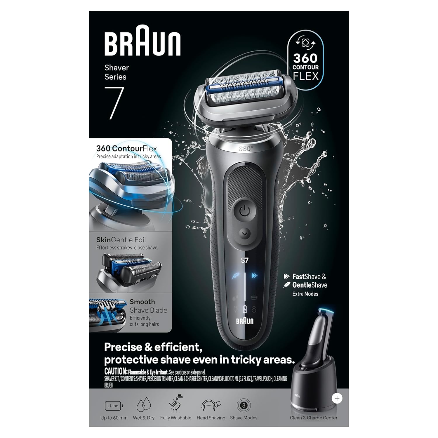 Braun Electric Shaver for Men, Series 7 7171cc, Wet & Dry Shave, Turbo & Gentle Shaving Modes, Waterproof Foil Shaver with Precision Trimmer, Space Grey, Holiday Gifts for Men289 Braun Electric Shaver for Men, Series 7 7171cc, Wet & Dry Shave, Turbo & Gentle Shaving Modes, Waterproof Foil Shaver with Precision Trimmer, Space Grey, Holiday Gifts for Men