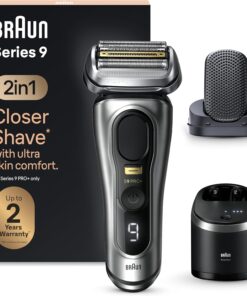 Braun Series 9 PRO+ Electric Razor for Men, 5 Pro Shaving Elements and Shave-Preparing ProComfort Head for Closeness & Skin Comfort, 6in1 SmartCare Center, Wet or Dry Shaver, Charging Stand, 9597cc