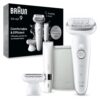 Braun Silk-épil 9 Epilator, Pivoting Head, Wet and Dry, Includes Body Trimmer, Shaver Head and Trimmer Comb, SES9-441