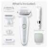 Braun Silk-épil 9 Epilator, Pivoting Head, Wet and Dry, Includes Body Trimmer, Shaver Head and Trimmer Comb, SES9-441