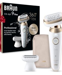 Braun Silk-épil 9 Flex Epilator, 360 Flex and Pivoting Head, Wet and Dry, Includes Shaver Head, Trimmer Comb, SES9-041 3D, Tinted Gold, Holiday Gifts for Women