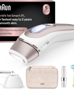 Braun Smart IPL, Skin i·Expert Pro 7: at Home Laser Hair Removal for Women and Men, Permanent Visible Hair Reduction, with Free App, Vanity Case, Venus Razor, 2 Smart Heads, Facial Trimmer, IPL7219