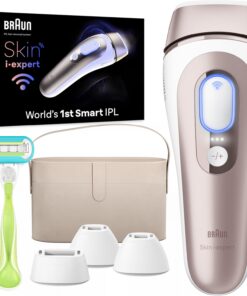 Braun Smart IPL, Vogue’s Best Hair Removal Device, Skin i·Expert Pro 7: at Home Laser Hair Removal, Permanent Visible Hair Reduction, Free App, Vanity Case, Venus Razor, 4 Smart Heads, IPL7387