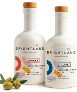 Brightland California Olive Oil Extra Virgin, The Duo – First Cold-Pressed Olive Oil Made with Early-Harvest Olives – Polyphenol Rich & Artfully Crafted - 12.7fl oz Bottles (Pack of 2)