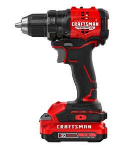 CRAFTSMAN V20 BRUSHLESS RP Compact Drill/Driver, Variable Speeed Trigger, Built In LED, Includes Battery and Charger (CMCD714D1)