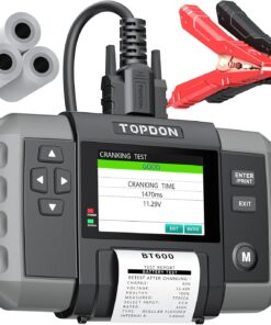Car Battery Tester, TOPDON BT600 12V, 12V/24V Cranking Tests and Charging Alternator Load 100-2000CCA Digital Battery Voltage Tester, 3.5" Screen with Built-in Printer