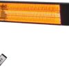 Colliford 1500W Infrared Patio Heater, 2 Levels (900W/1500W), Wall Mounted Electric Outdoor Heater with Remote, CSA Certified, IP65, Overheat/Tip-Over Protection for Garage & Backyard (Black)