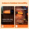 Colliford 1500W Infrared Patio Heater, 2 Levels (900W/1500W), Wall Mounted Electric Outdoor Heater with Remote, CSA Certified, IP65, Overheat/Tip-Over Protection for Garage & Backyard (Black)