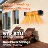 Colliford 1500W Infrared Patio Heater, 2 Levels (900W/1500W), Wall Mounted Electric Outdoor Heater with Remote, CSA Certified, IP65, Overheat/Tip-Over Protection for Garage & Backyard (Black)
