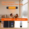Colliford 1500W Infrared Patio Heater, 2 Levels (900W/1500W), Wall Mounted Electric Outdoor Heater with Remote, CSA Certified, IP65, Overheat/Tip-Over Protection for Garage & Backyard (Black)