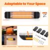 Colliford 1500W Infrared Patio Heater, 2 Levels (900W/1500W), Wall Mounted Electric Outdoor Heater with Remote, CSA Certified, IP65, Overheat/Tip-Over Protection for Garage & Backyard (Black)