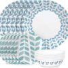 Corelle Global Collection Vitrelle 18-Piece Dinnerware Set Triple Layer Recycled Glass, Lightweight Eco-Friendly Round Plates and Bowls Set, Northern Pines