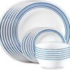 Corelle Vitrelle 18 Piece Glass Dinnerware Sets Service for 6, Triple Layer Chip & Crack Resistant Glass Plate and Bowl Sets, Laila