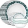 Corelle Vitrelle 18 Piece Glass Dinnerware Sets Service for 6, Triple Layer Chip & Crack Resistant Glass Plate and Bowl Sets, Penelope