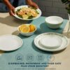 Corelle Vitrelle 18 Piece Glass Dinnerware Sets Service for 6, Triple Layer Chip & Crack Resistant Glass Plate and Bowl Sets, Spring Blossom Green