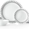 Corelle Vitrelle 18-Piece Service for 6 Dinnerware Set Triple Layer Glass and Chip Resistant, Lightweight Round Plates and Bowls Set, City Block