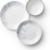 Corelle Vitrelle 18-Piece Service for 6 Dinnerware Set Triple Layer Glass and Chip Resistant, Lightweight Round Plates and Bowls Set, Indigo Speckle