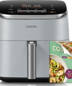 Cosori 9-in-1 TurboBlaze Air Fryer 6 Qt, Premium Ceramic Coating, 90°–450°F, Precise Heating for Even Results, Air Fry, Roast, Bake, Broil, Dry, Frozen, Proof, Reheat, Keep Warm, 120V, Light Gray