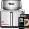 Cosori Iconic Stainless Steel 6.5 Qt Smart Air Fryer, PFAS-Free Ceramic Coating, Max 450°F, Consistent Cooking, Air Fry, Roast, Bake, Dry, Proof, Reheat, Dishwasher-Safe Basket, Chef-Crafted Recipes