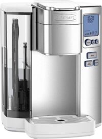 Cuisinart Coffee Maker, Single Serve 72-Ounce Reservoir Coffee Machine, Programmable Brewing & Hot Water Dispenser, Stainless Steel, White