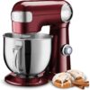 Cuisinart Stand Mixer, 12 Speed, 5.5 Quart Stainless Steel Bowl, Chef’s Whisk, Mixing Paddle, Dough Hook, Splash Guard w/ Pour Spout, Pinot Noir, SM-50PNNAS