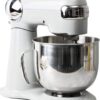 Cuisinart Stand Mixer, 12 Speed, 5.5 Quart Stainless Steel Bowl, Chef’s Whisk, Mixing Paddle, Dough Hook, Splash Guard w Pour Spout, White Linen, SM-50, Manual