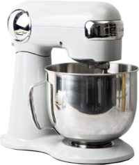 Cuisinart Stand Mixer, 12 Speed, 5.5 Quart Stainless Steel Bowl, Chef’s Whisk, Mixing Paddle, Dough Hook, Splash Guard w Pour Spout, White Linen, SM-50, Manual
