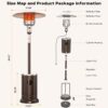 DIAMONDFORGE 50,000 BTU Patio Heater - Propane Patio Heater with Sand Box, Double-Layer Stainless Steel Burner Space Heater, Outdoor Heaters with Wheels, Used for Garden, Patio and Residential, Brown