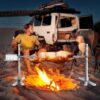 DNKMOR Rotisserie Grill Kit Stainless Steel Tripod Rotisserie Stand, 52inch Pig Lamb Hooded Roaster Charcoal Spit with 30W Motor & Adjustable Height Lockable Casters for Outdoor Camping Party, Rated 150 LB