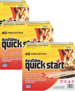 Duraflame Quick Start Firelighters 120 Pack + Long Strike Matches – Fast, Clean-Burning Fire Starters for Fireplaces & Campfires (3 Pack + Matches)