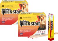 Duraflame Quick Start Firelighters 80 Pack + Long Strike Matches – Fast, Clean-Burning Fire Starters for Fireplaces & Campfires (2 Pack + Matches)
