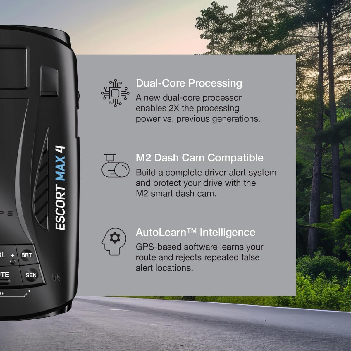 Escort MAX 4 Radar Detector – 2X The Filtering Accuracy, AutoLearn Intelligence, Advanced Detection Range, Built-in GPS and Bluetooth Connectivity, Apple CarPlay and Android Auto Compatible Escort MAX 4 Radar Detector – 2X The Filtering Accuracy, AutoLearn Intelligence, Advanced Detection Range, Built-in GPS and Bluetooth Connectivity, Apple CarPlay and Android Auto Compatible - Image 4