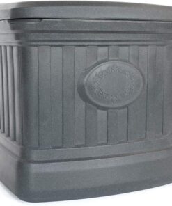 FCMP Outdoor - 26 Gallon Ice Melt Outdoor Storage Bin Container for Sand, Salt, Gardening Supplies, Animal Bird, Bird Seed, and More, Granite Gray