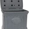 FCMP Outdoor - 26 Gallon Ice Melt Outdoor Storage Bin Container for Sand, Salt, Gardening Supplies, Animal Bird, Bird Seed, and More, Granite Gray