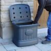 FCMP Outdoor - 26 Gallon Ice Melt Outdoor Storage Bin Container for Sand, Salt, Gardening Supplies, Animal Bird, Bird Seed, and More, Granite Gray