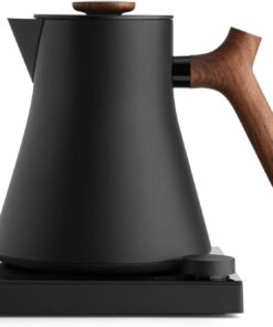 Fellow Corvo EKG Pro Studio Edition Electric Tea Kettle - Quick Heating, Precise Temperature Control, Scheduling, Built-in Brew Timer - Matte Black with Walnut Handle - 0.9 Liter