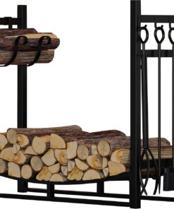 Fire Beauty Fireplace Log Rack with Kindling Holder and Firewood Storage - Includes 4 Tools (19.8)