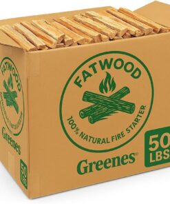 Greenes Fence Fatwood Fire Starter – 50 lb Box – 100% Natural Resin Pine Kindling – Chemical-Free All-Weather for Fireplaces, Campfires, Wood Stoves & Grills