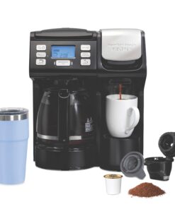 Hamilton Beach FlexBrew Trio 2-Way Coffee Maker, Compatible with K-Cup Pods or Grounds, Combo, Single Serve & Full 12c Pot, Black - Fast Brewing (49902)