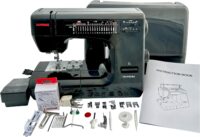 Janome HD-5000 Black Edition Heavy-Duty Sewing Machine with Aluminum Body, 18 Stitches, Free Arm, and Built-In Needle Threader